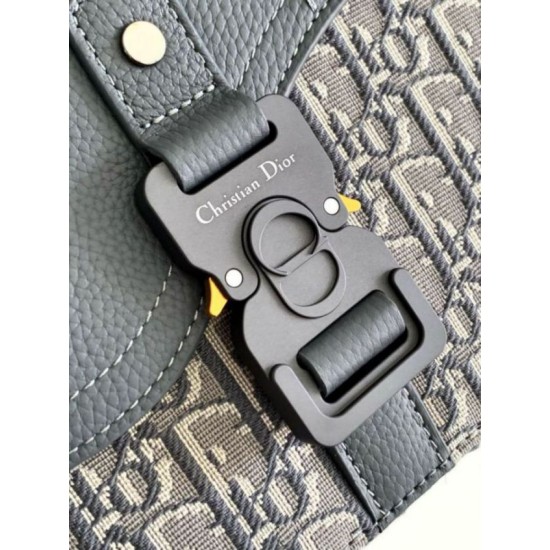 Miglior Falso Borsa a tracolla Dior Small Saddle Jacquard obliquo grigio e pelle di vitello Economiche Premium