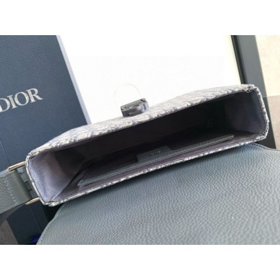 Miglior Falso Borsa a tracolla Dior Small Saddle Jacquard obliquo grigio e pelle di vitello Economiche Premium