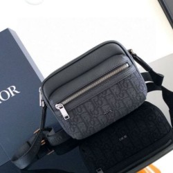 Replica perfetta Dior Mini Rider 2.0 Borsa a tracolla con cerniera Nero Oblique con Nero Imitazione Outlet Online