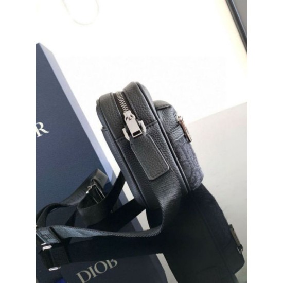 Replica perfetta Dior Mini Rider 2.0 Borsa a tracolla con cerniera Nero Oblique con Nero Imitazione Outlet Online
