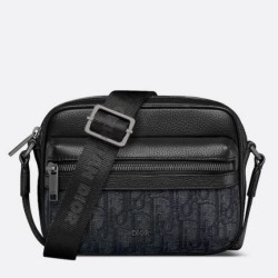 Replica perfetta Dior Mini Rider 2.0 Borsa a tracolla con cerniera Nero Oblique con Nero Imitazione Outlet Online