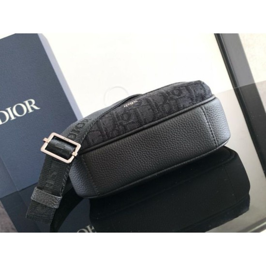 Replica perfetta Dior Mini Rider 2.0 Borsa a tracolla con cerniera Nero Oblique con Nero Imitazione Outlet Online