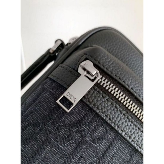 Replica perfetta Dior Mini Rider 2.0 Borsa a tracolla con cerniera Nero Oblique con Nero Imitazione Outlet Online
