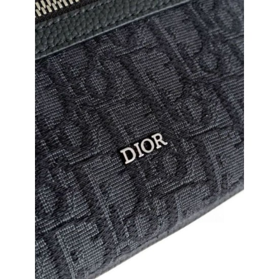 Replica perfetta Dior Mini Rider 2.0 Borsa a tracolla con cerniera Nero Oblique con Nero Imitazione Outlet Online