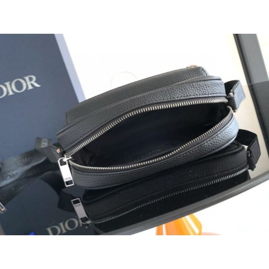 Replica perfetta Dior Mini Rider 2.0 Borsa a tracolla con cerniera Nero Oblique con Nero Imitazione Outlet Online