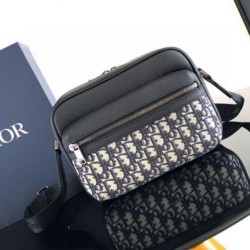 Replica perfetta Dior Rider 2.0 Borsa a tracolla con cerniera Beige Oblique con Nero Imitazione Outlet Online