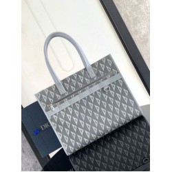 Replica perfetta Borsa tote Dior Safari in tela grigia con diamanti CD Imitazione Outlet Online