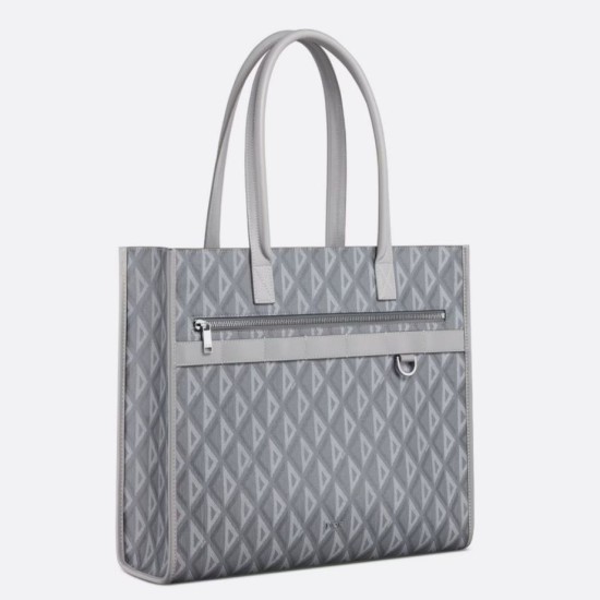 Replica perfetta Borsa tote Dior Safari in tela grigia con diamanti CD Imitazione Outlet Online