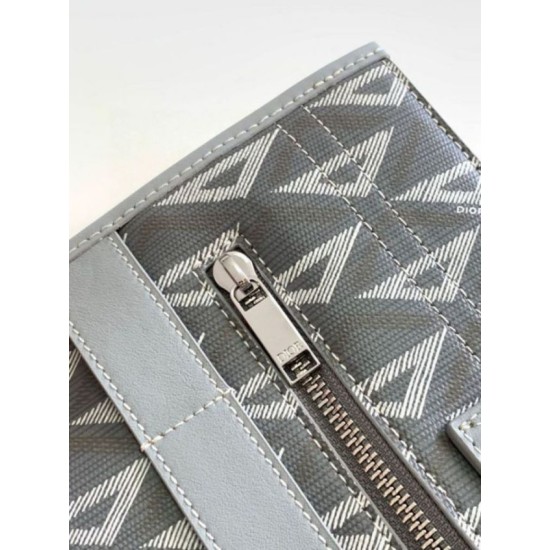 Replica perfetta Borsa tote Dior Safari in tela grigia con diamanti CD Imitazione Outlet Online