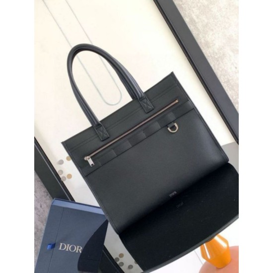 Miglior Falso Borsa tote Dior Safari Pelle di vitello granulata nera Economiche Premium