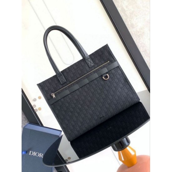 Migliore Repliche Borsa tote Dior Safari Jacquard Dior Oblique nero Economiche Outlet Online