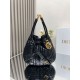 Perfette Qualità Repliche Dior Nolita Media Borsa Nera Macrocannage Pelle di Agnello Imitazione