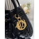 Perfette Qualità Repliche Dior Nolita Media Borsa Nera Macrocannage Pelle di Agnello Imitazione
