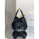 Perfette Qualità Repliche Dior Nolita Media Borsa Nera Macrocannage Pelle di Agnello Imitazione