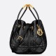 Perfette Qualità Repliche Dior Nolita Media Borsa Nera Macrocannage Pelle di Agnello Imitazione