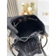 Perfette Qualità Repliche Dior Nolita Media Borsa Nera Macrocannage Pelle di Agnello Imitazione