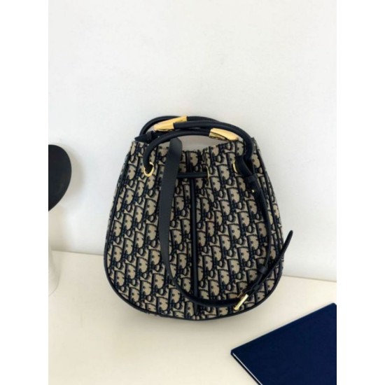 Replica perfetta Borsa media Dior Nolita Jacquard blu Dior Oblique Imitazione Outlet Online