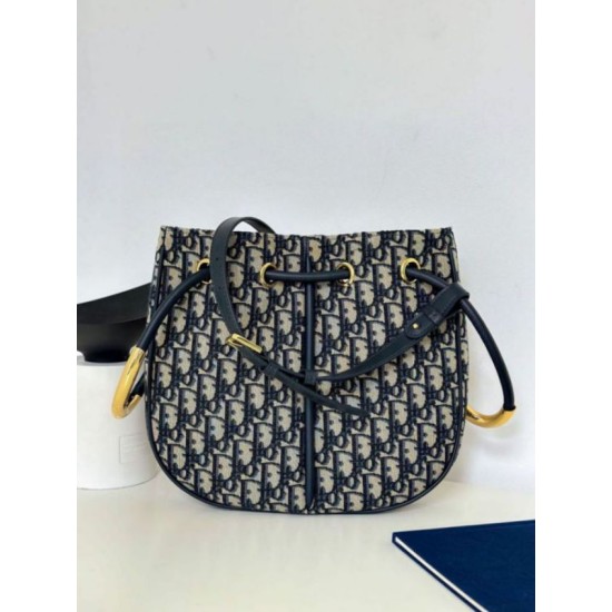 Replica perfetta Borsa media Dior Nolita Jacquard blu Dior Oblique Imitazione Outlet Online