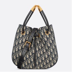 Replica perfetta Borsa media Dior Nolita Jacquard blu Dior Oblique Imitazione Outlet Online