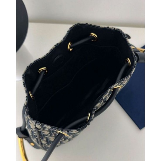 Replica perfetta Borsa media Dior Nolita Jacquard blu Dior Oblique Imitazione Outlet Online