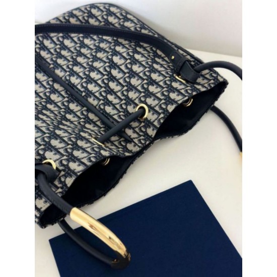 Replica perfetta Borsa media Dior Nolita Jacquard blu Dior Oblique Imitazione Outlet Online