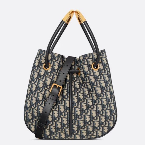 Replica perfetta Borsa media Dior Nolita Jacquard blu Dior Oblique Imitazione Outlet Online