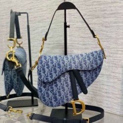 Migliore Repliche Borsa Dior Saddle con tracolla Blue Denim Oblique Jacquard Economiche Outlet Online