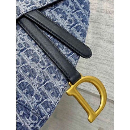 Migliore Repliche Borsa Dior Saddle con tracolla Blue Denim Oblique Jacquard Economiche Outlet Online
