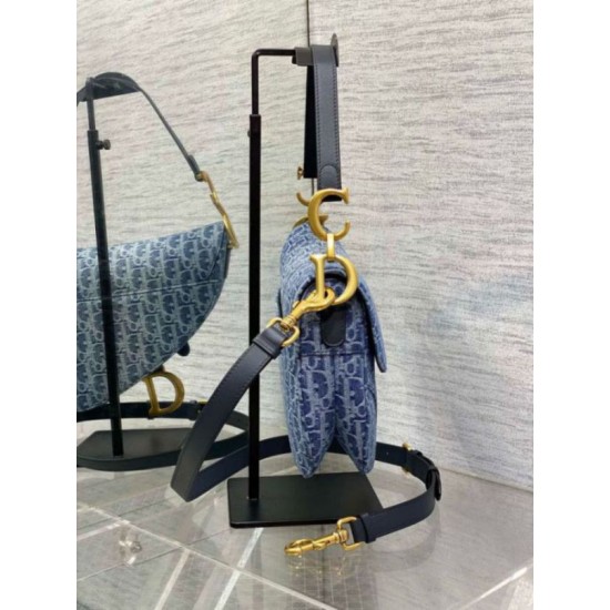 Migliore Repliche Borsa Dior Saddle con tracolla Blue Denim Oblique Jacquard Economiche Outlet Online