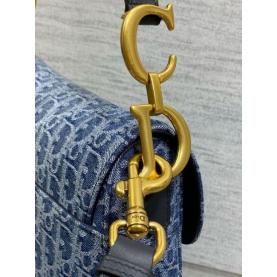Migliore Repliche Borsa Dior Saddle con tracolla Blue Denim Oblique Jacquard Economiche Outlet Online