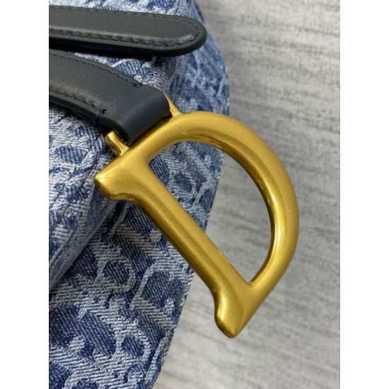 Migliore Repliche Borsa Dior Saddle con tracolla Blue Denim Oblique Jacquard Economiche Outlet Online