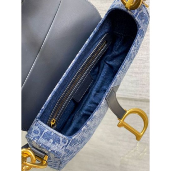 Migliore Repliche Borsa Dior Saddle con tracolla Blue Denim Oblique Jacquard Economiche Outlet Online