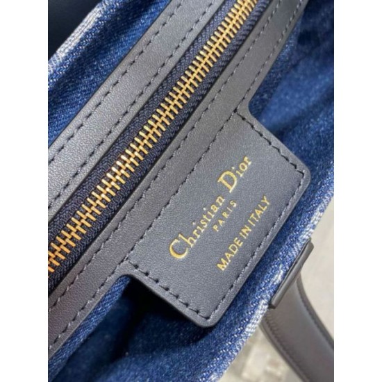 Migliore Repliche Borsa Dior Saddle con tracolla Blue Denim Oblique Jacquard Economiche Outlet Online