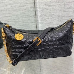 Miglior Falso Borsa hobo Dior Diorstar con catena Pelle di vitello stropicciata nera Economiche Premium