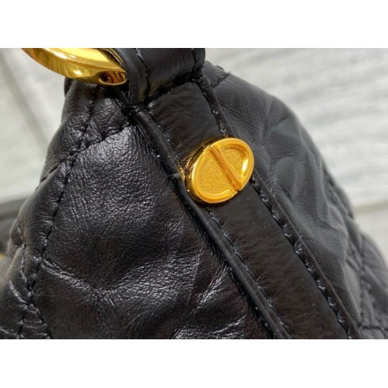 Miglior Falso Borsa hobo Dior Diorstar con catena Pelle di vitello stropicciata nera Economiche Premium