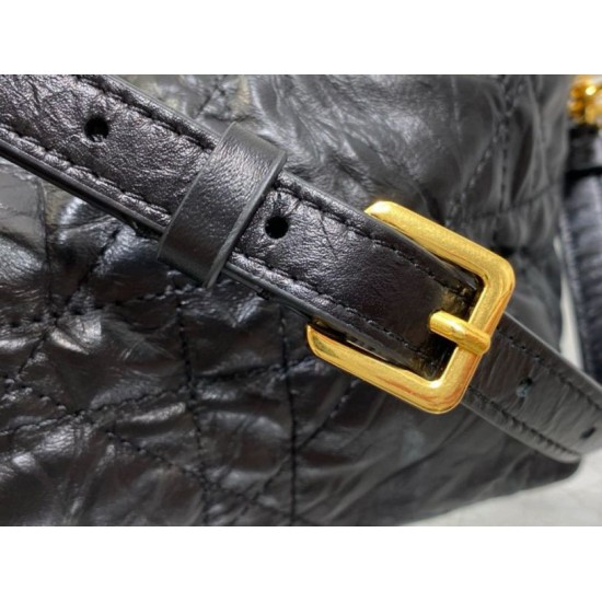 Miglior Falso Borsa hobo Dior Diorstar con catena Pelle di vitello stropicciata nera Economiche Premium