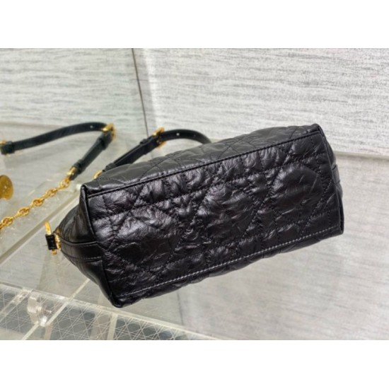 Miglior Falso Borsa hobo Dior Diorstar con catena Pelle di vitello stropicciata nera Economiche Premium