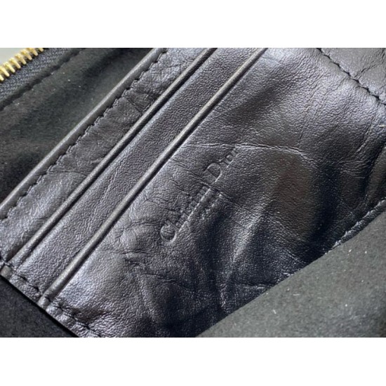 Miglior Falso Borsa hobo Dior Diorstar con catena Pelle di vitello stropicciata nera Economiche Premium