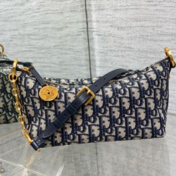 Migliore Repliche Borsa hobo Dior Diorstar con catena Jacquard blu obliquo Economiche Outlet Online