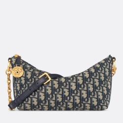 Migliore Repliche Borsa hobo Dior Diorstar con catena Jacquard blu obliquo Economiche Outlet Online