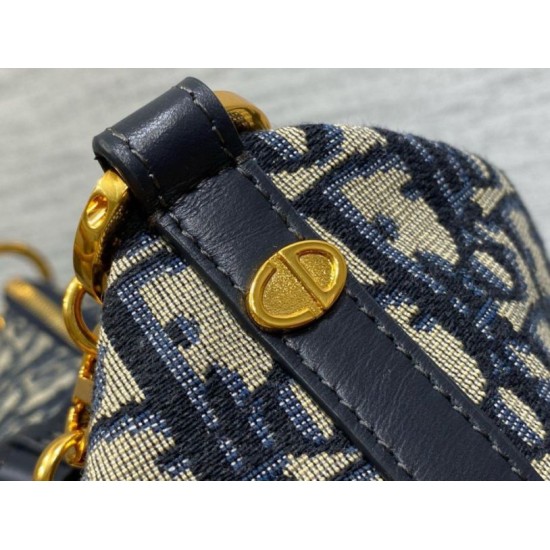 Migliore Repliche Borsa hobo Dior Diorstar con catena Jacquard blu obliquo Economiche Outlet Online