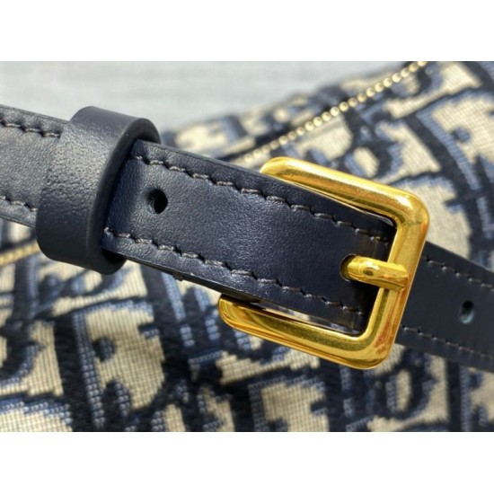 Migliore Repliche Borsa hobo Dior Diorstar con catena Jacquard blu obliquo Economiche Outlet Online