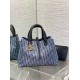 Replica perfetta Borsa Dior Toujours media Blue Denim Oblique Jacquard Imitazione Outlet Online