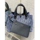 Replica perfetta Borsa Dior Toujours media Blue Denim Oblique Jacquard Imitazione Outlet Online