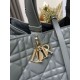 Perfette Qualità Repliche Dior Toujours Grande Borsa Grigio Macrocannage Pelle di Vitello Imitazione