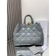 Perfette Qualità Repliche Dior Toujours Grande Borsa Grigio Macrocannage Pelle di Vitello Imitazione