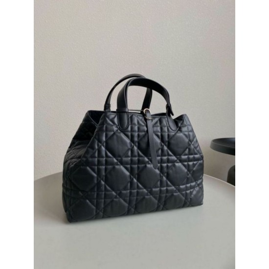 Migliore Repliche Borsa grande Dior Toujours Pelle di vitello Macrocannage nera Economiche Outlet Online