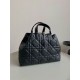 Migliore Repliche Borsa grande Dior Toujours Pelle di vitello Macrocannage nera Economiche Outlet Online