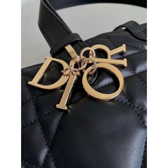 Migliore Repliche Borsa grande Dior Toujours Pelle di vitello Macrocannage nera Economiche Outlet Online