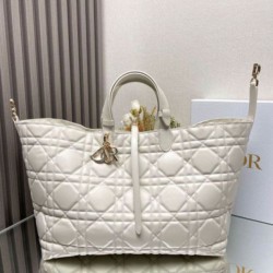 Miglior Falso Dior Toujours Grande Borsa Macrocannage Pelle di Vitello Bianca Economiche Premium